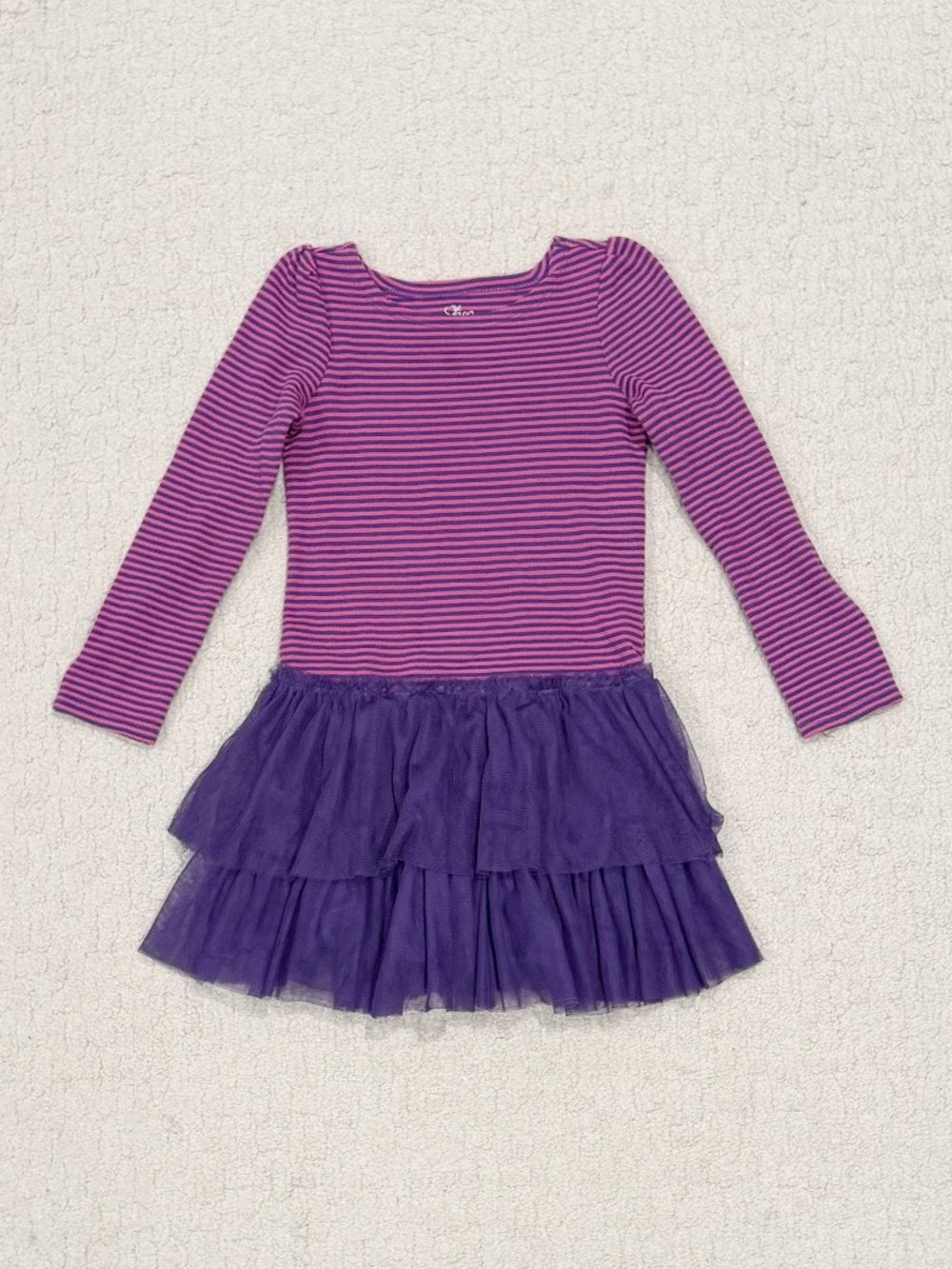 Kids Children's Place Striped Top/Tulle Bottom Skirt Dress Size 5/6 - Picture 1 of 6